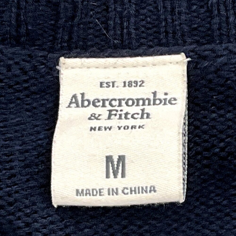 Abercrombie & Fitch Sweater Women Medium Navy V-Neck 100% Cotton Pullover - Picture 2 of 12
